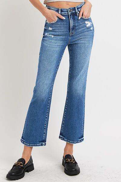 RISEN Full Size Tummy Control High Rise Crop Bootcut Jeans - Hovatok
