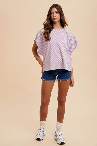 Annie Wear Checkered Round Neck Short Sleeve T-Shirt - Hovatok