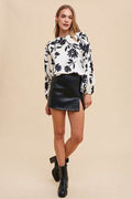 Annie Wear Frill Printed Balloon Sleeve Blouse - Hovatok
