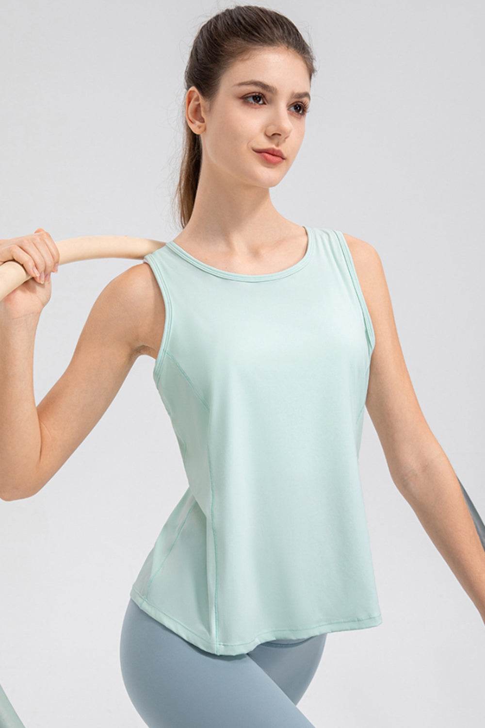 Wide Strap Round Neck Active Tank - Hovatok