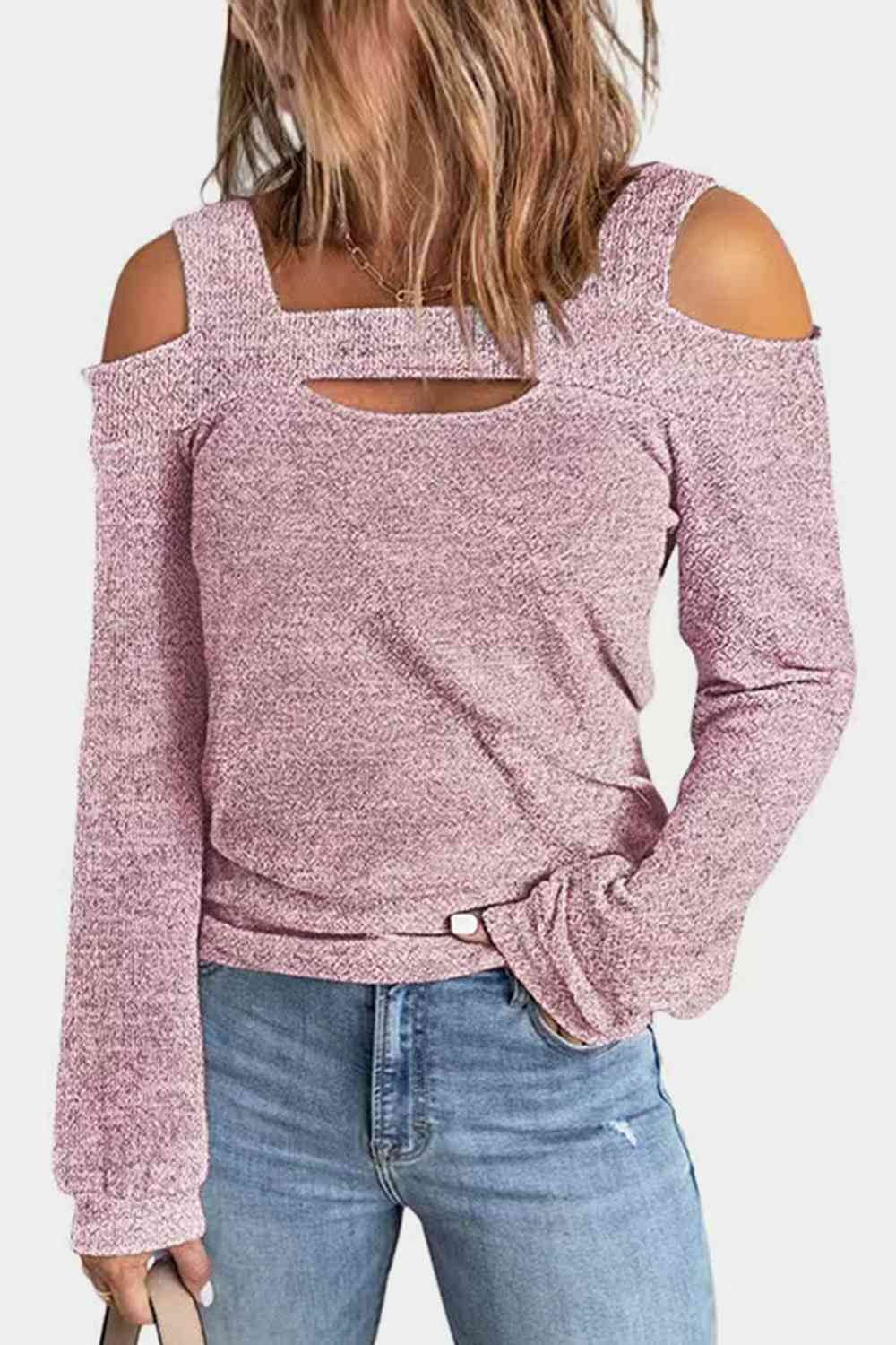 Full Size Cutout Cold Shoulder Blouse - Hovatok