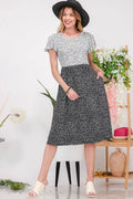 Celeste Plus Size Two Tone Animal Print Flutter Sleeve Midi Dress - Hovatok