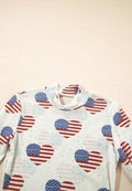 US Flag Heart Mock Neck Long Sleeve Bodysuit - Hovatok