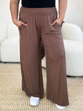 Basic Bae Full Size Smocked Wide Waistband Wide Leg Pants - Hovatok