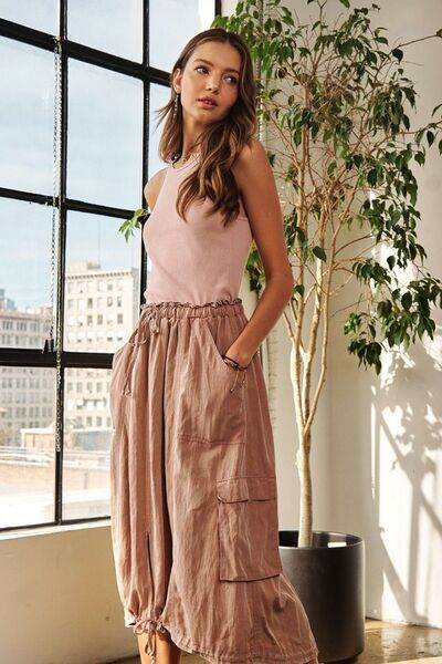 ADORA Drawstring Sleeveless Washed Dress - Hovatok