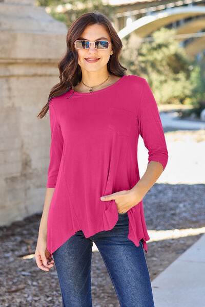 Basic Bae Full Size Round Neck Pocketed T-Shirt - Hovatok