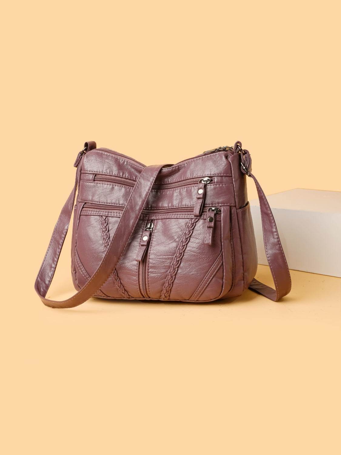 Adjustable Strap PU Leather Shoulder Bag - Hovatok