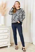 Heimish Full Size Zebra Print Sweater - Hovatok