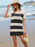 Openwork Round Neck Short Sleeve Cover-UP - Hovatok