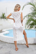 Angel Wings Openwork Slit V-Neck Sleeveless Cover Up - Hovatok