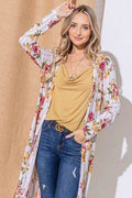 And The Why Floral Kimono Open Front Longline Cardigan - Hovatok