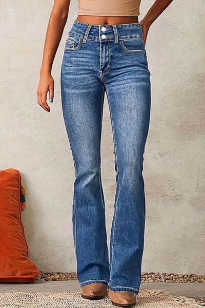 Cat Whisker Washed Bootcut Jeans - Hovatok