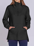 ฺHigh-Low Quarter Zip Long Sleeve Sweatshirt - Hovatok
