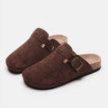 Suede Closed Toe Buckle Slide - Hovatok