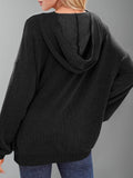 Double Take Textured Kangaroo Pocket Long Sleeve Hoodie - Hovatok