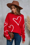 Angel Wings Heart Dropped Shoulder Long Sleeve Sweater - Hovatok