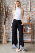 Heimish Full Size Solid Damask Casual Pants Plus Size - Hovatok