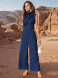 Perfee Ruched Mock Neck Sleeveless Jumpsuit - Hovatok