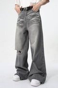 Distressed Wide Leg Jeans with Pockets - Hovatok