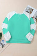 Plus Size Exposed Seam Color Block Long Sleeve Sweatshirt - Hovatok