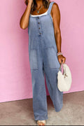 Wide Strap Denim Overalls with Pockets - Hovatok