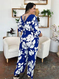 Double Take Full Size Printed Tie Back Wide Leg Jumpsuit - Hovatok