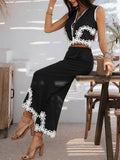 Devine Contrast Cropped Vest and Pants Set - Hovatok