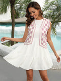 Checkered Open Front Sleeveless Cove Up - Hovatok