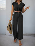 Perfee Notched Wide Leg Jumpsuit - Hovatok