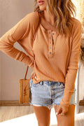 Double Take Full Size Half Button Drop Shoulder T-Shirt - Hovatok