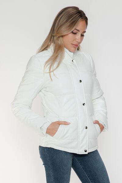 YMI Pocketed Zip Up Turtleneck Puffer Jacket - Hovatok