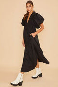 Annie Wear Smocked Puff Sleeve Midi Dress - Hovatok