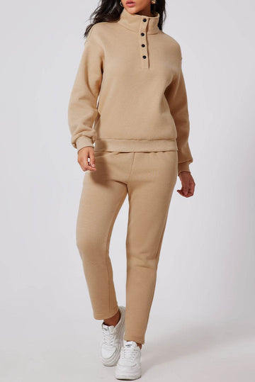 Half Snap Turtleneck Top and Pants Active Set - Hovatok