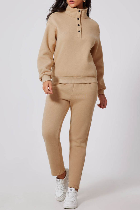 Half Snap Turtleneck Top and Pants Active Set - Hovatok