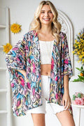 Heimish Full Size Multi Color Snake Open Cardigan Plus Size - Hovatok