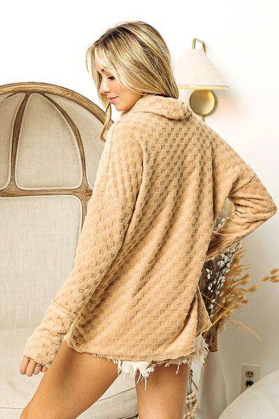 BiBi Checkered Round Neck Thumbhole Long Sleeve Top - Hovatok
