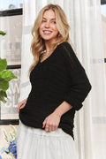 ADORA V-Neck Drop Shoulder Long Sleeve Sweater - Hovatok