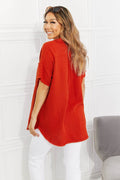 Zenana Full Size Summer Breeze Gauze Short Sleeve Shirt in Copper - Hovatok