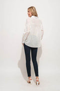 And The Why Eyelet Long Sleeve Button Down Shirt - Hovatok