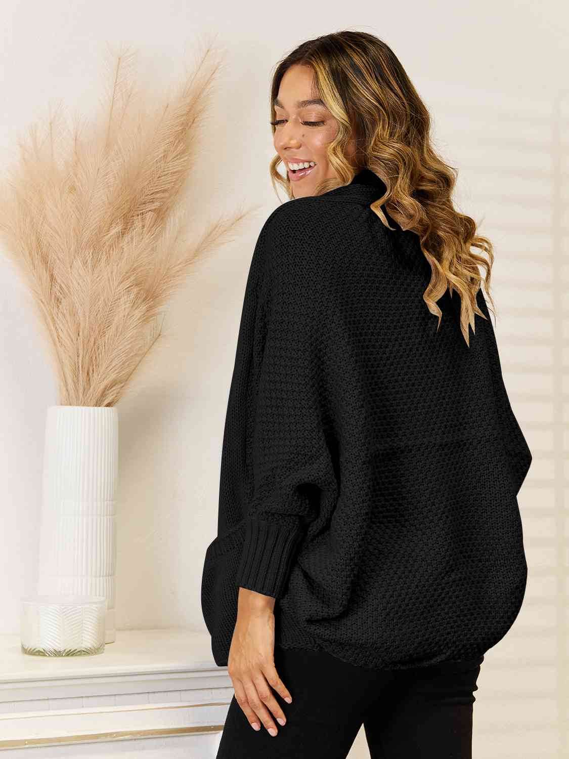 Angel Wings Open Front Cardigan with Pockets - Hovatok