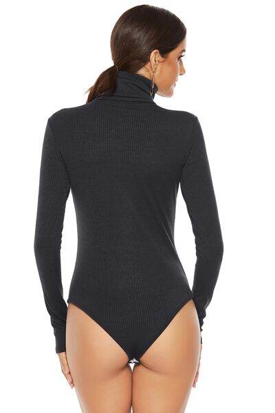 Ribbed Turtleneck Long Sleeve Bodysuit - Hovatok
