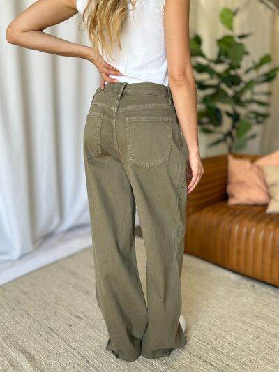 RFM Full Size High Rise Garment Dye Wide Leg Jeans - Hovatok