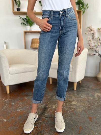 Judy Blue Full Size Cuffed Hem Slim Jeans - Hovatok