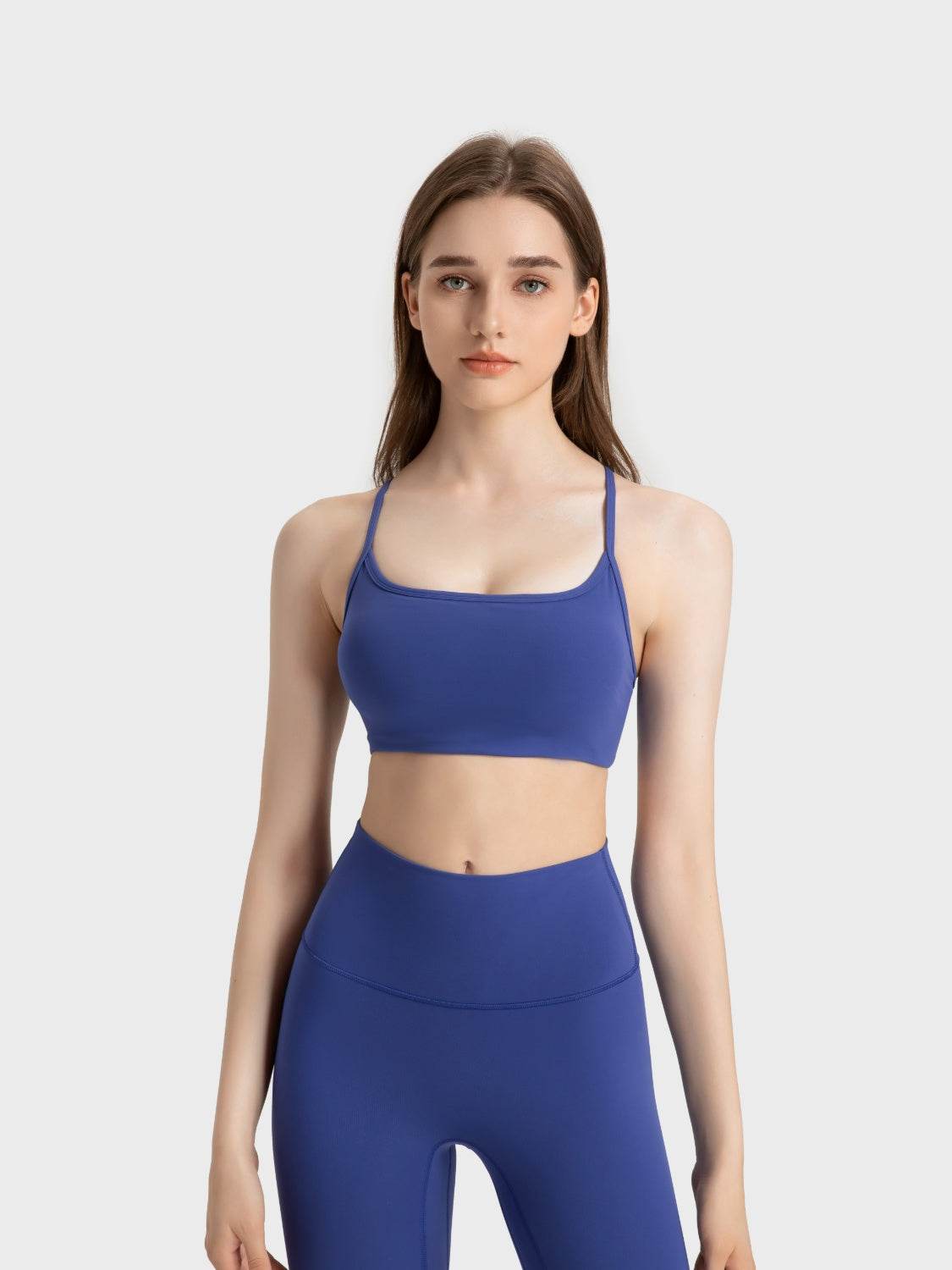 Millennia Crisscross Back Scoop Neck Active Cami with Detachable Chest Pads - Hovatok