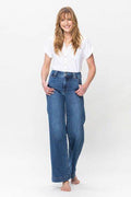 Judy Blue Full Size Double Button Wide Leg Jeans - Hovatok