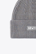 NEWYORK Patch Rib-Knit Cuffed Beanie - Hovatok
