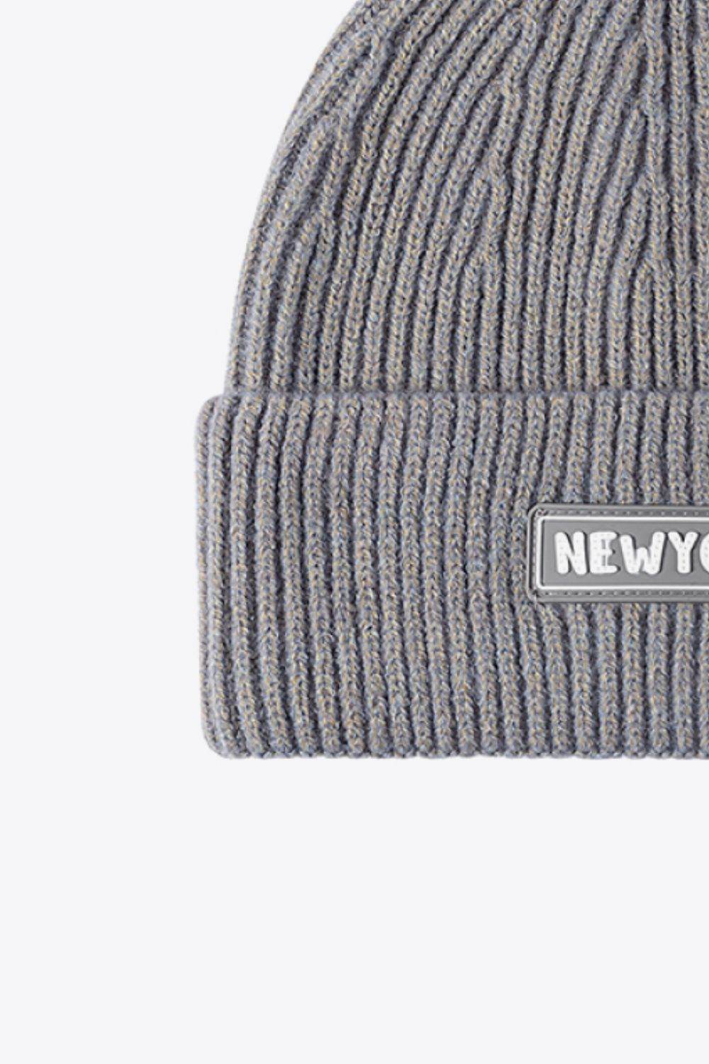 NEWYORK Patch Rib-Knit Cuffed Beanie - Hovatok