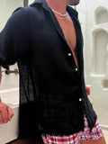 Men's Plus Size Raw Hem Button Down Collared Neck Shirt - Hovatok