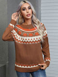 Angel Wings Geometric Round Neck Long Sleeve Sweater - Hovatok