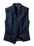 Men's Full Size Button Down Vest Plus Size - Hovatok